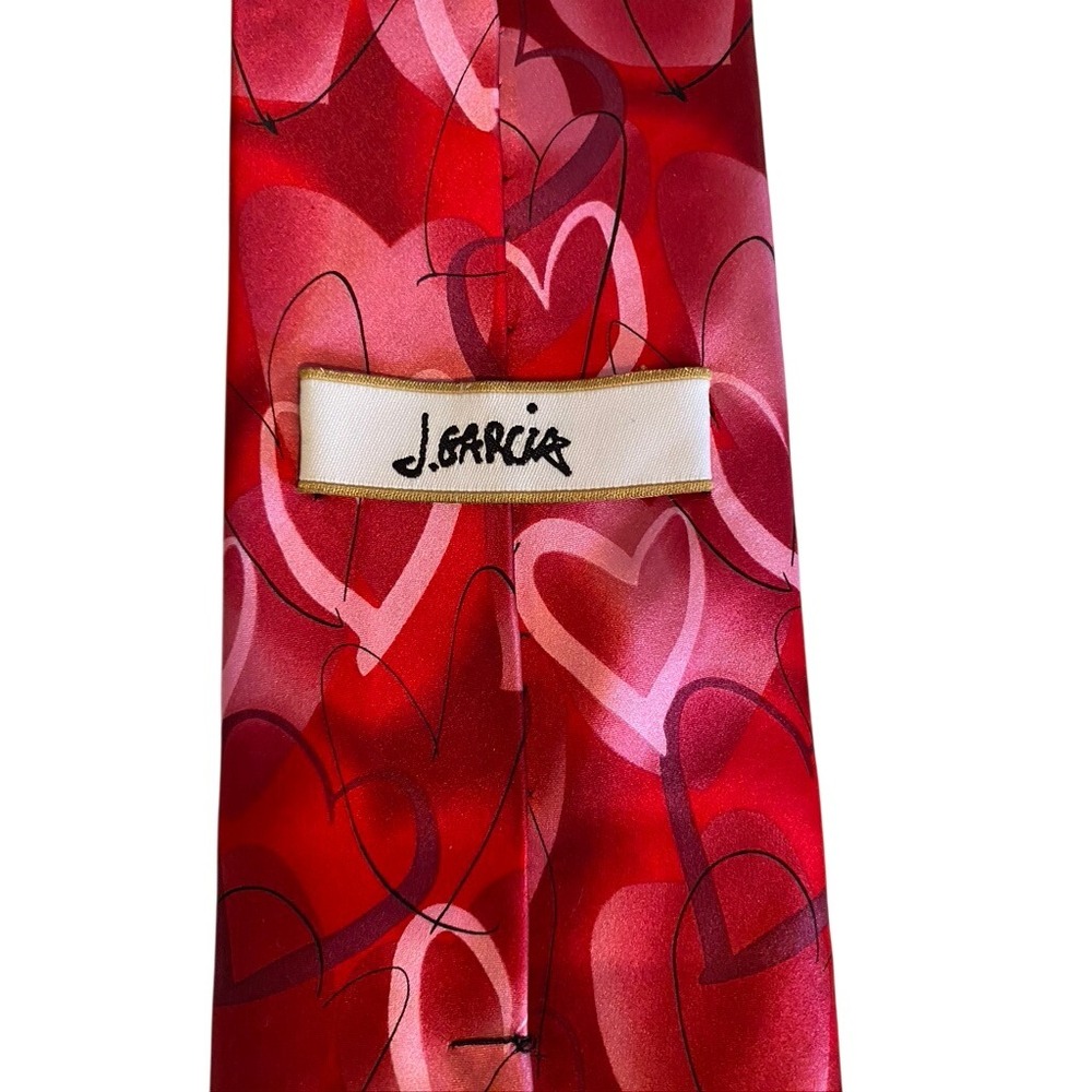 J. Garcia Lust Silk Tie Red Pink Hearts Limited Edition Collection 43 Mens